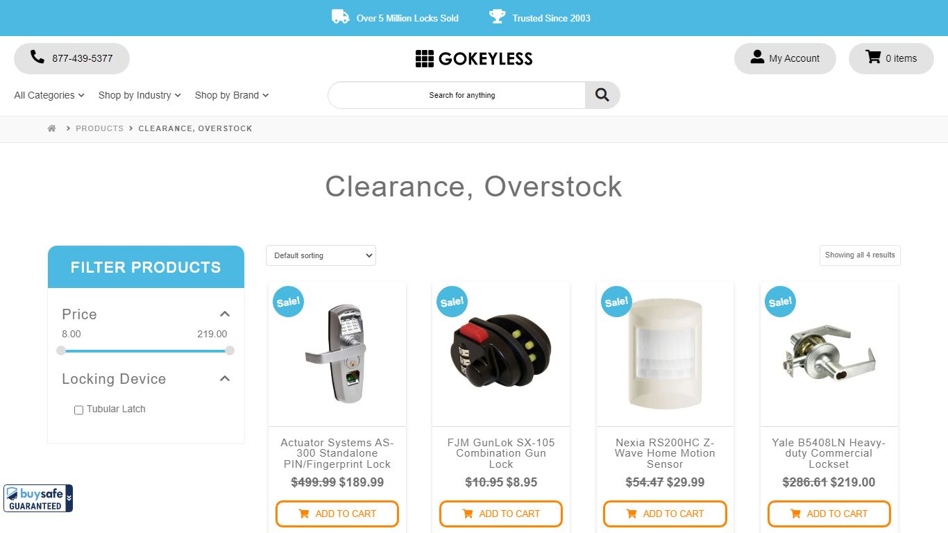 Shop Clearance, Overstock Locks and Other Items | GoKeyless